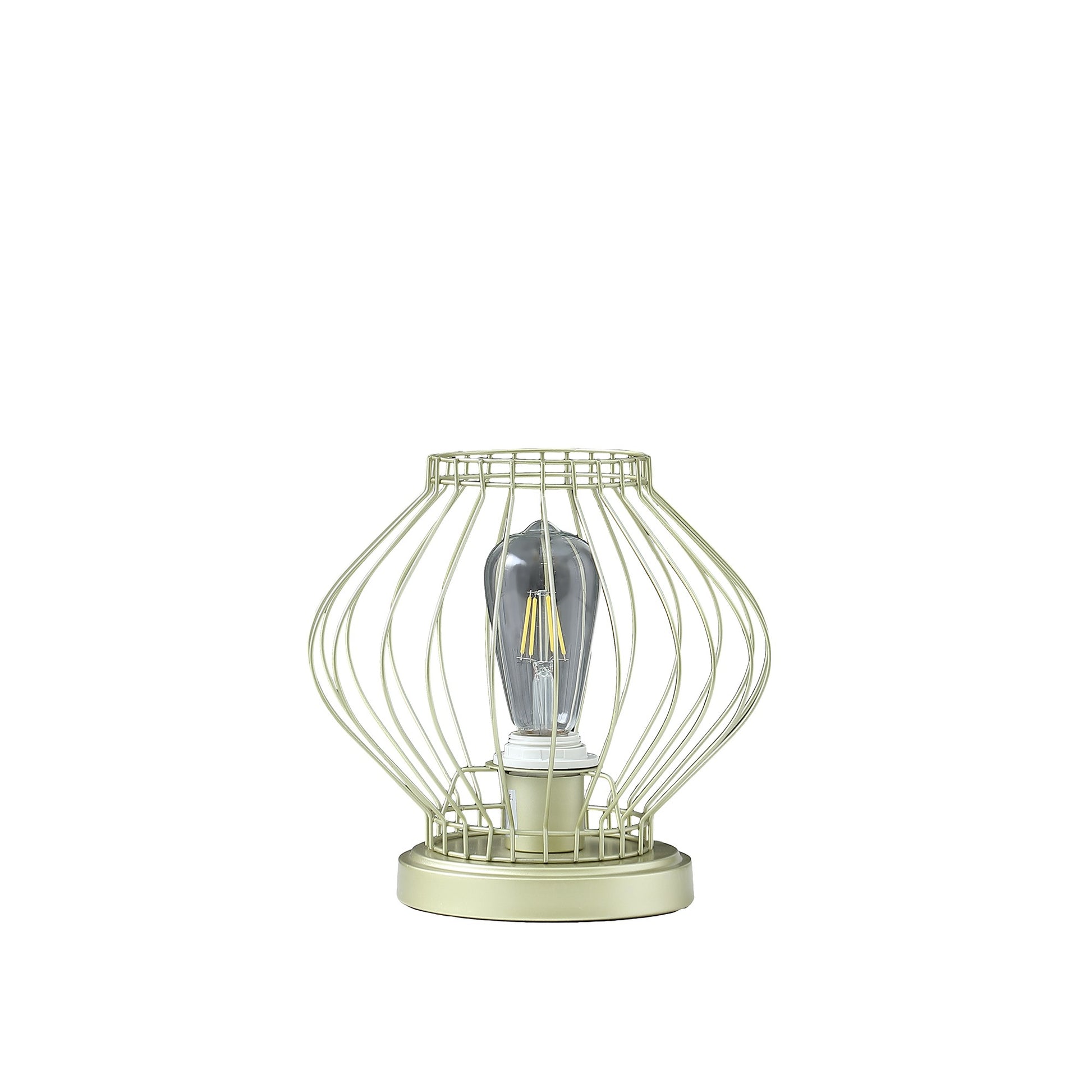 10" Gold Bedside Table Lamp With Gold Cage Shade-Table Lamps-DECOROLALA