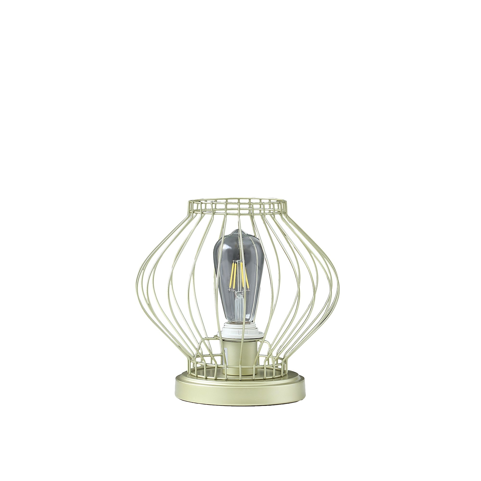 10" Gold Bedside Table Lamp With Gold Cage Shade-Table Lamps-DECOROLALA