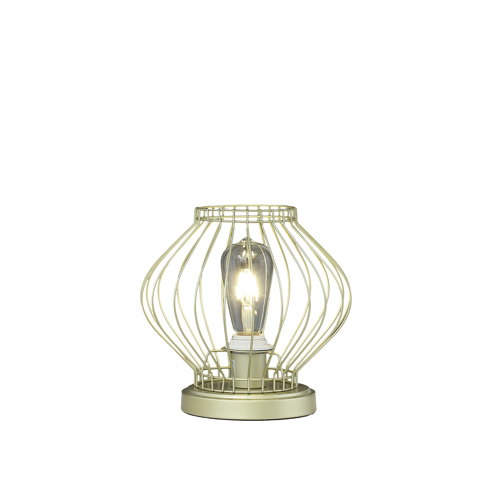 10" Gold Bedside Table Lamp With Gold Cage Shade-Table Lamps-DECOROLALA