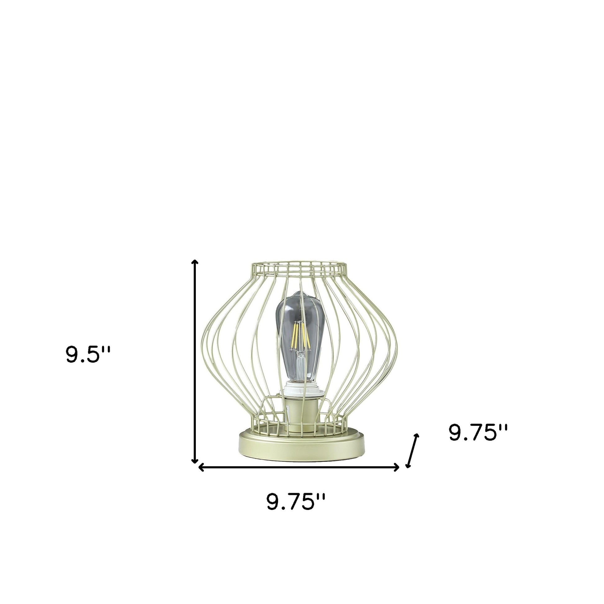 10" Gold Bedside Table Lamp With Gold Cage Shade-Table Lamps-DECOROLALA