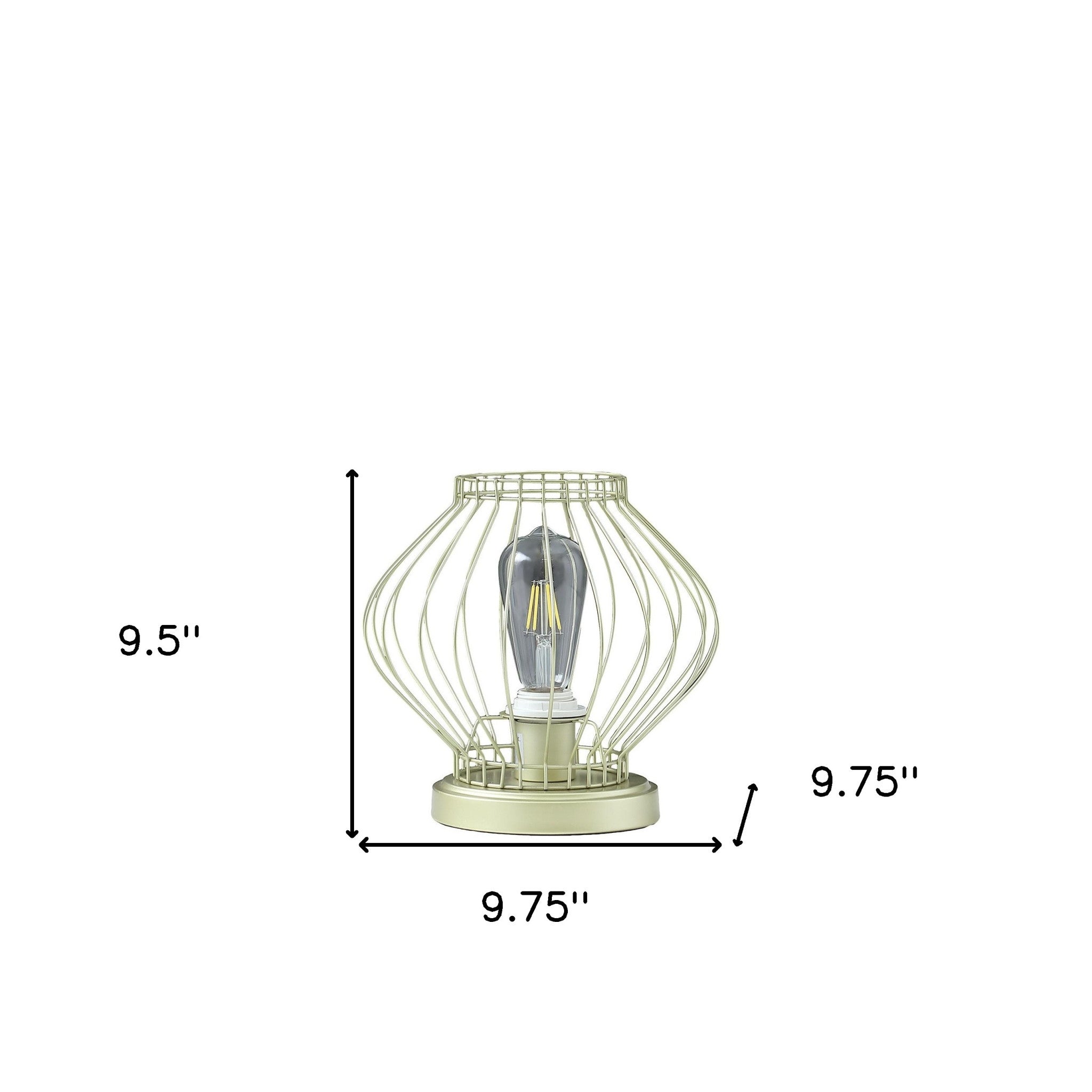 10" Gold Bedside Table Lamp With Gold Cage Shade-Table Lamps-DECOROLALA