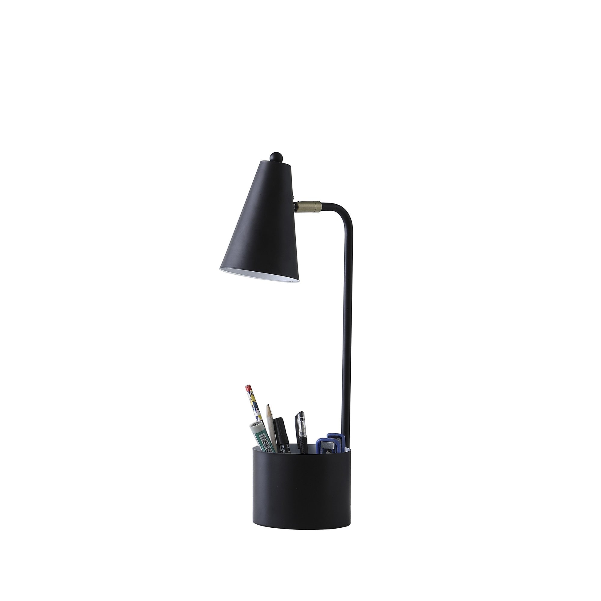 20" Black Desk Table Lamp With Black Cone Shade-Table Lamps-DECOROLALA