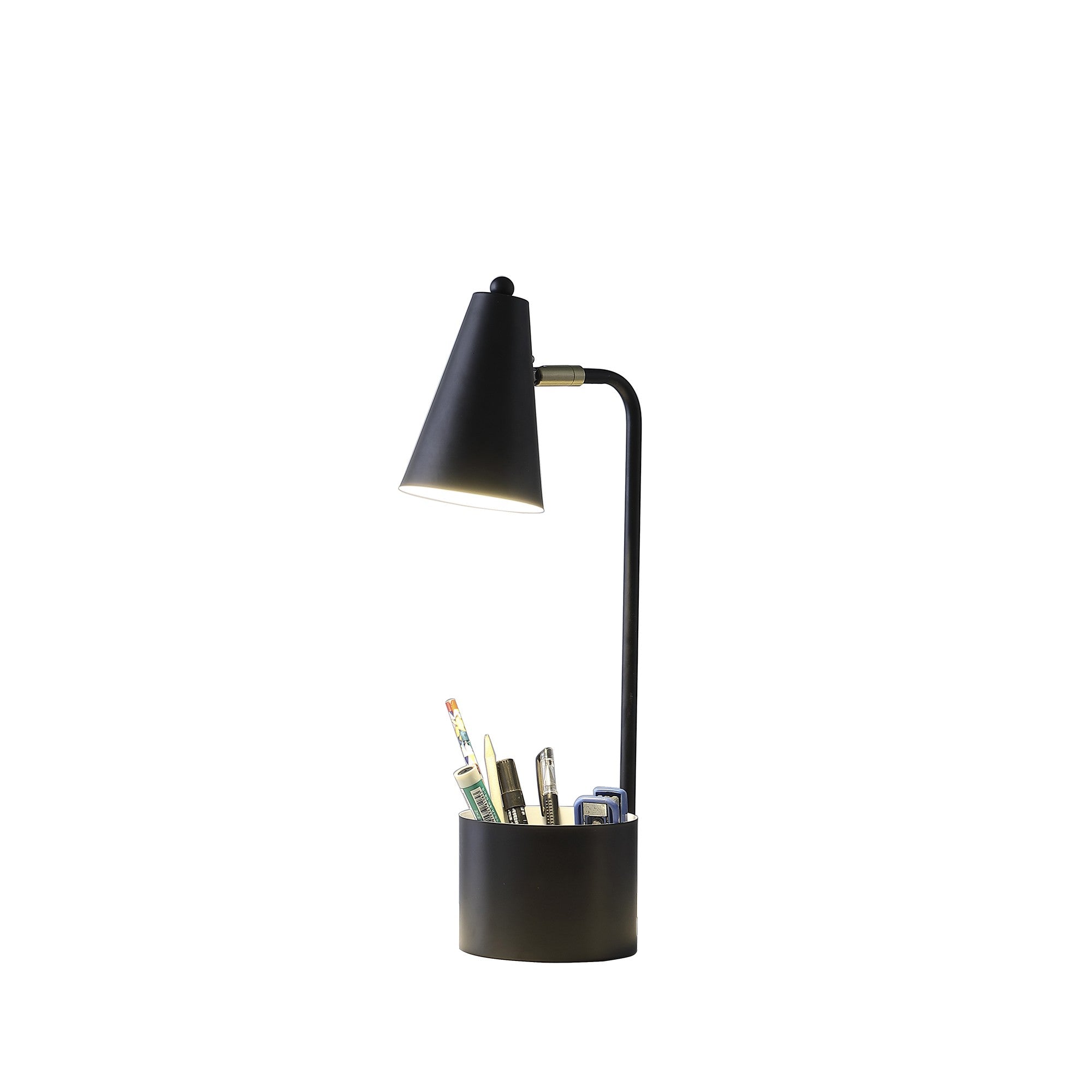 20" Black Desk Table Lamp With Black Cone Shade-Table Lamps-DECOROLALA