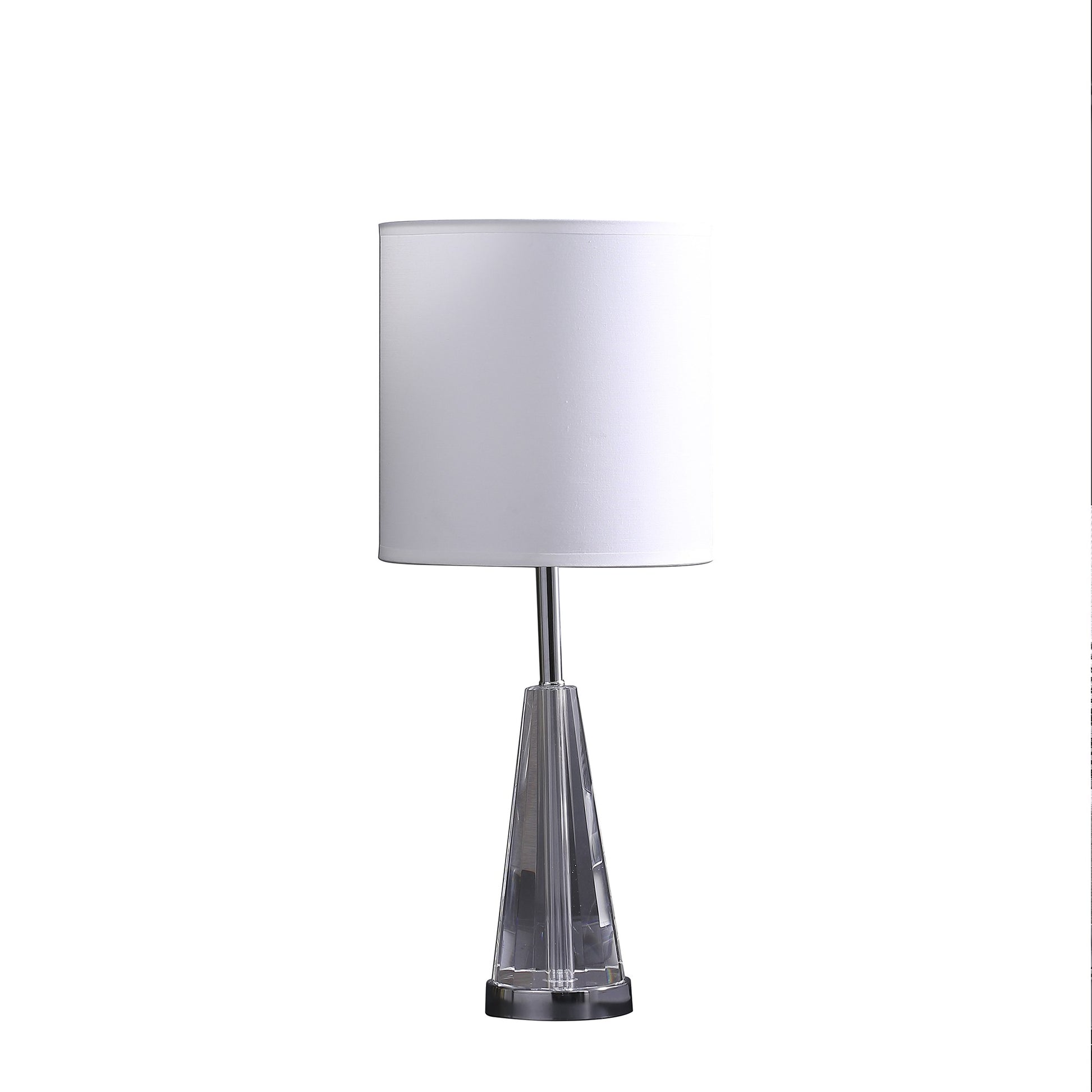 22" Silver Bedside Table Lamp With White Drum Shade-Table Lamps-DECOROLALA