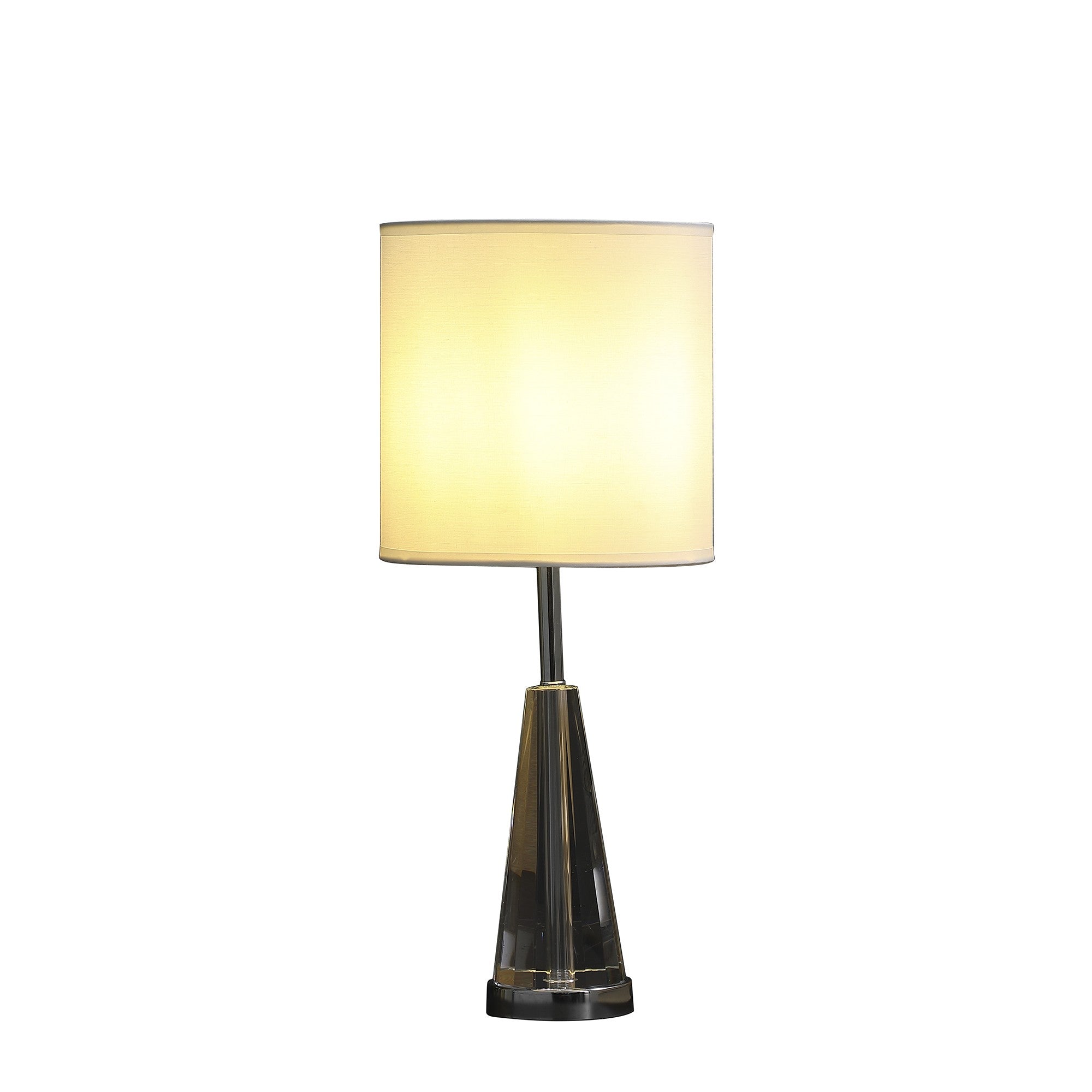 22" Silver Bedside Table Lamp With White Drum Shade-Table Lamps-DECOROLALA