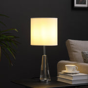22" Silver Bedside Table Lamp With White Drum Shade-Table Lamps-DECOROLALA