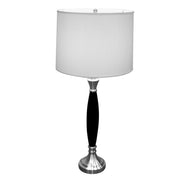 30" Black Solid Wood Bedside Table Lamp With White Shade-Table Lamps-DECOROLALA