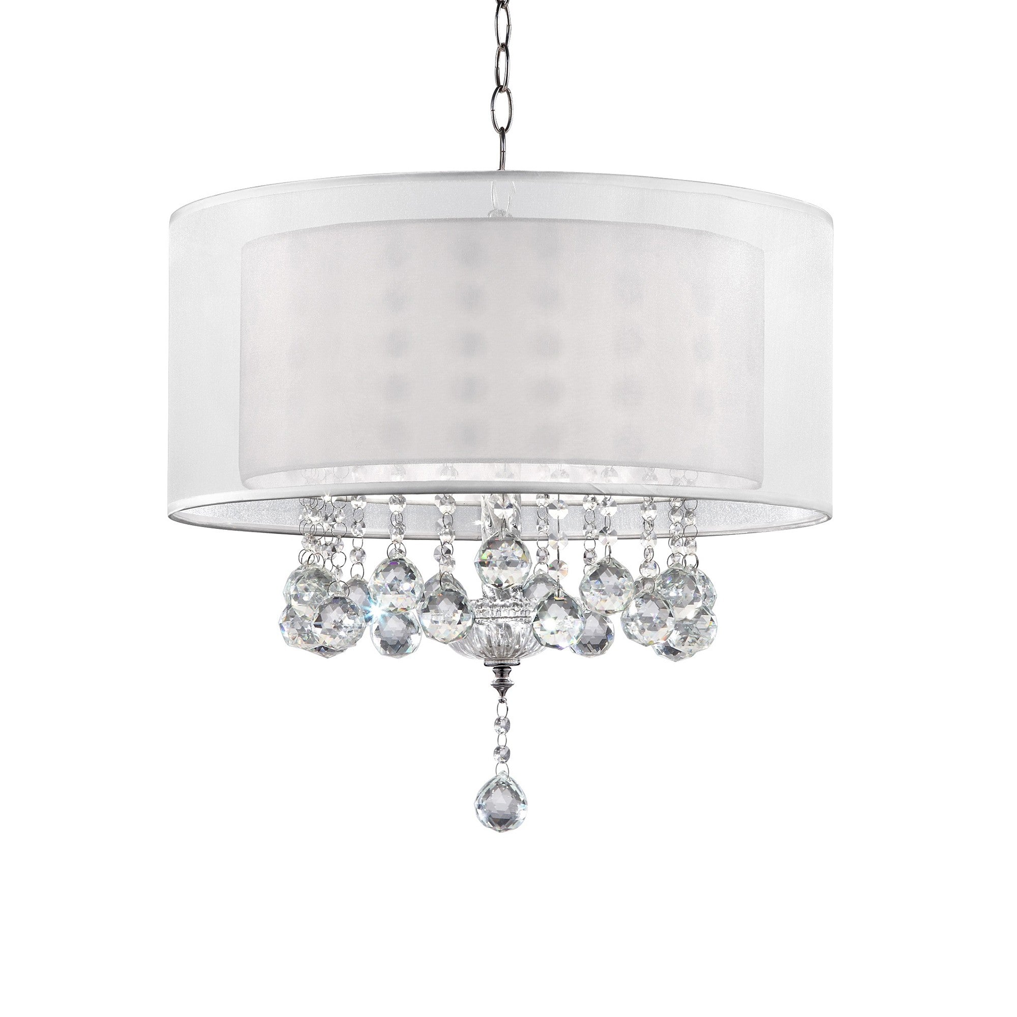Chic Silver Ceiling Lamp with Crystal Accents and Silver Shade-Chandeliers-DECOROLALA