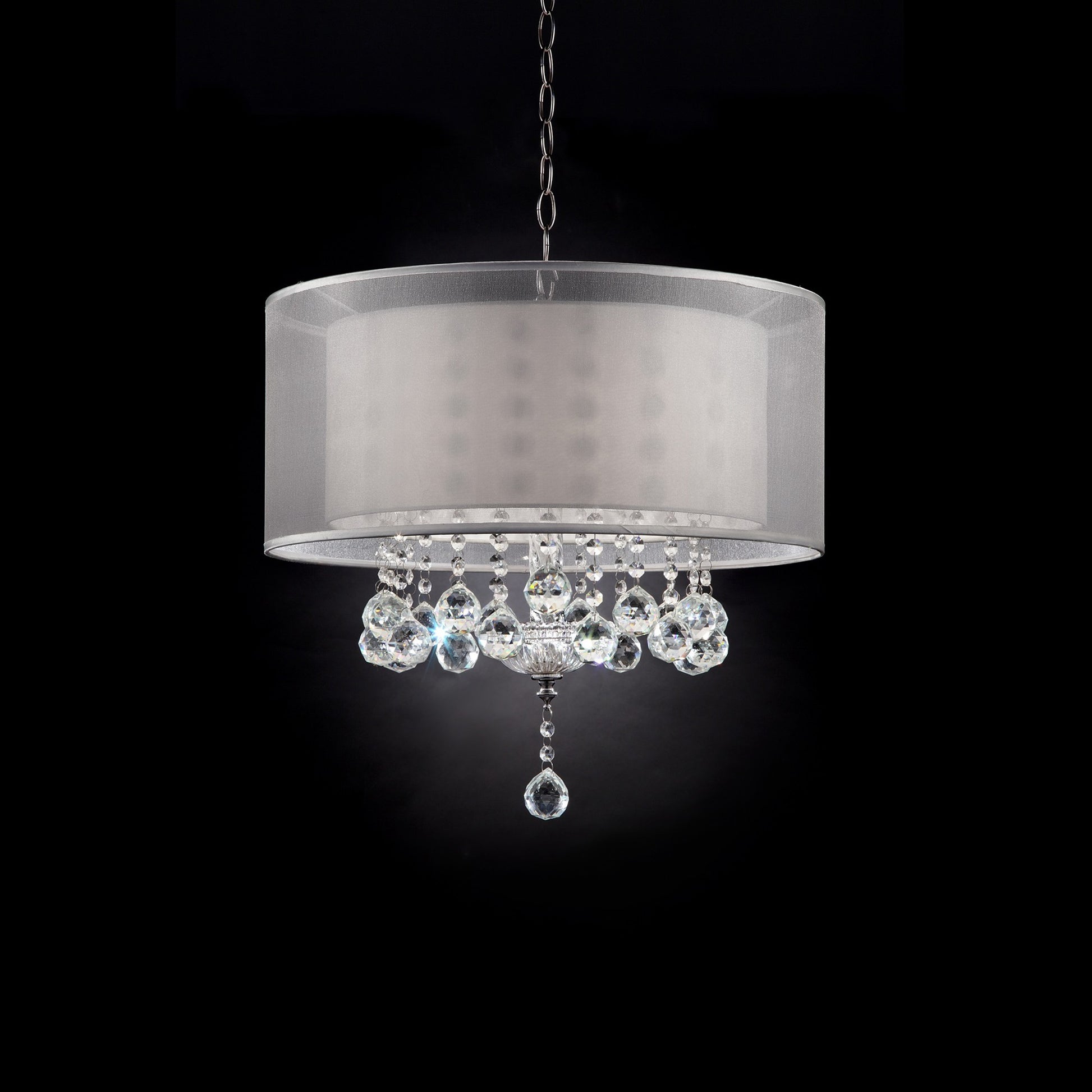 Chic Silver Ceiling Lamp with Crystal Accents and Silver Shade-Chandeliers-DECOROLALA