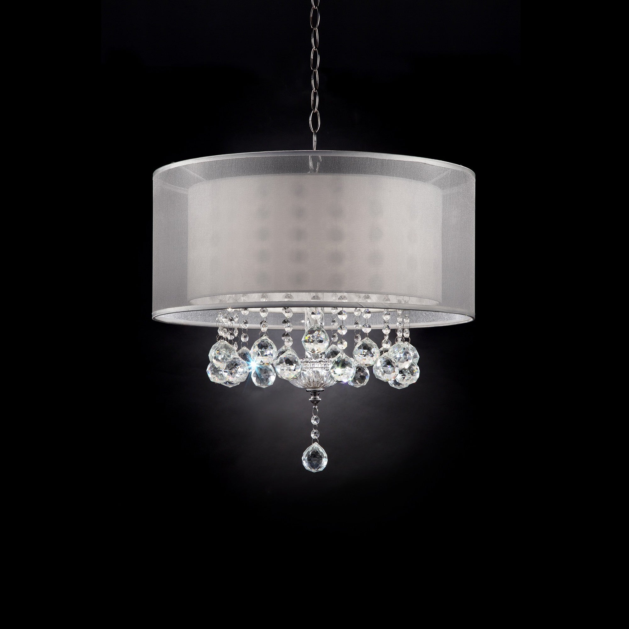 Chic Silver Ceiling Lamp with Crystal Accents and Silver Shade-Chandeliers-DECOROLALA