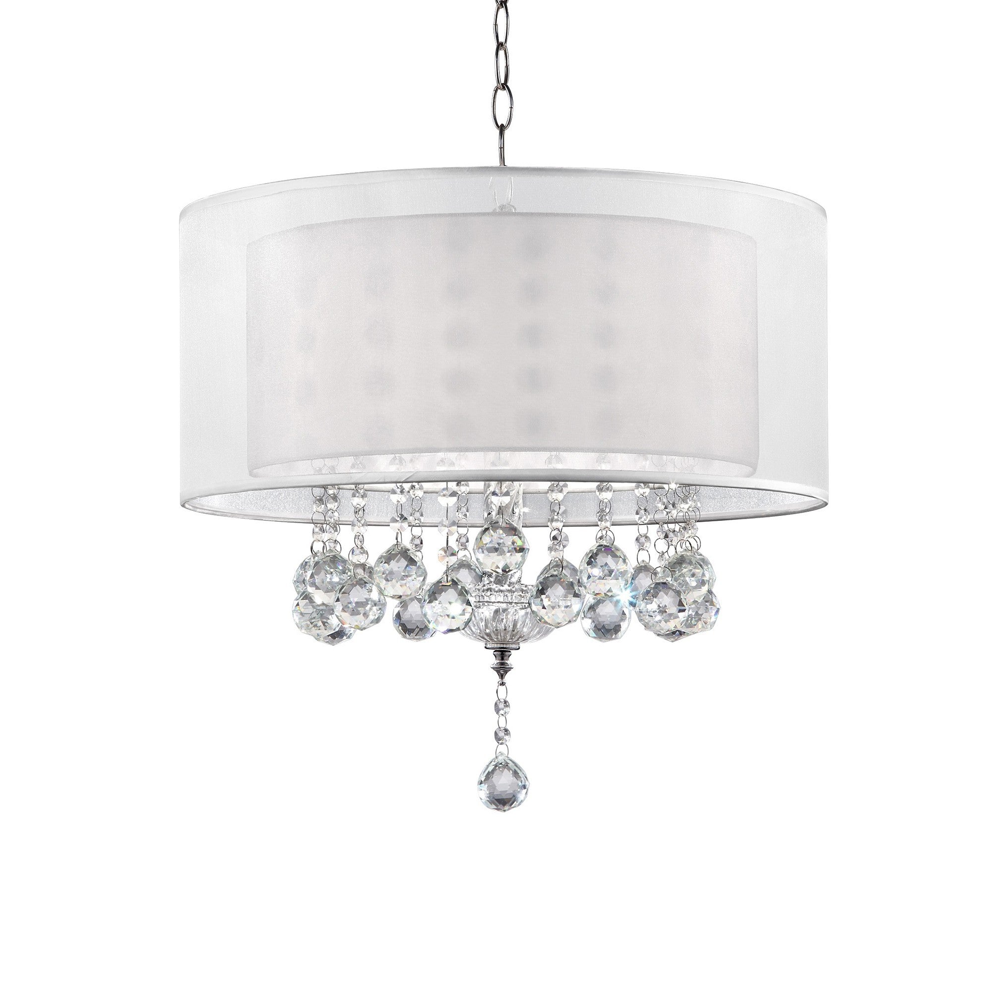 Chic Silver Ceiling Lamp with Crystal Accents and Silver Shade-Chandeliers-DECOROLALA