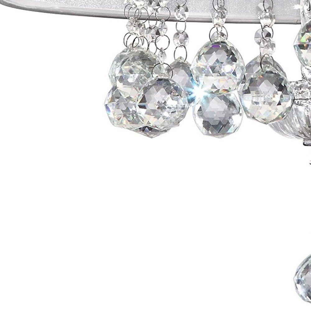 Chic Silver Ceiling Lamp with Crystal Accents and Silver Shade-Chandeliers-DECOROLALA