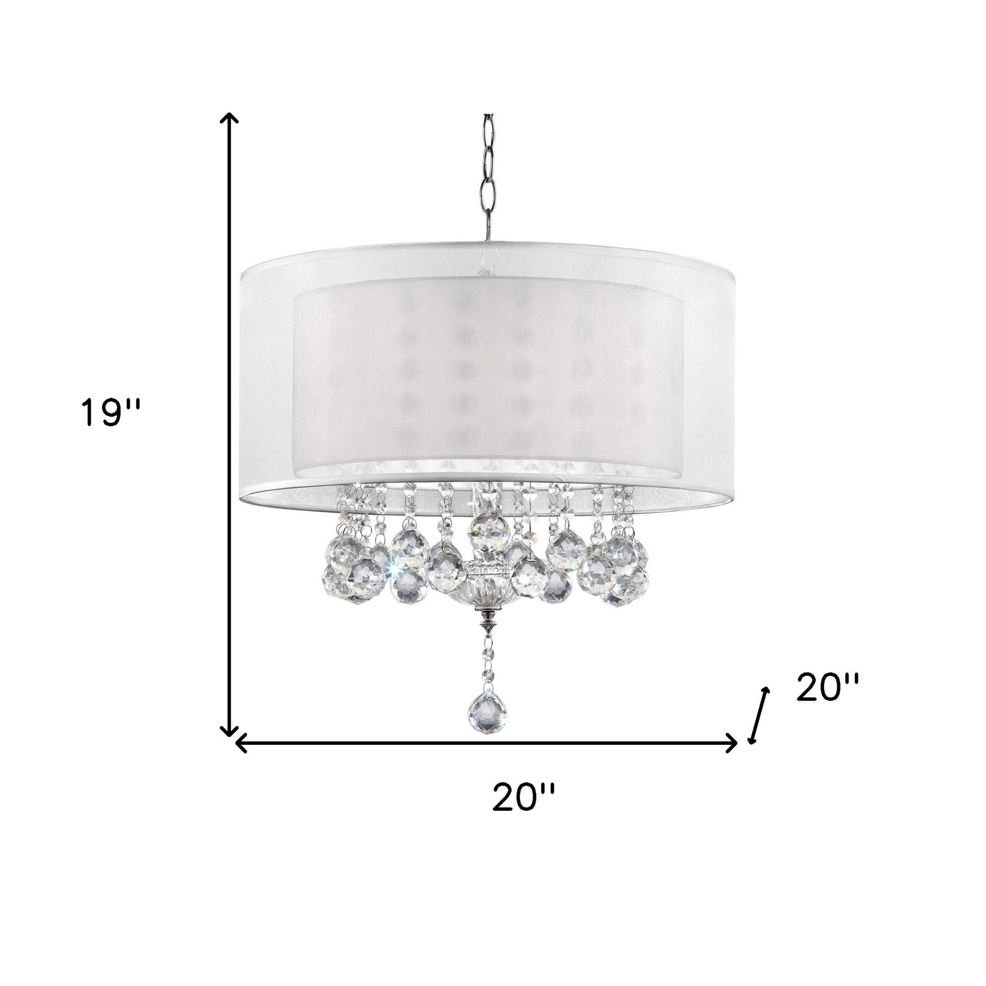 Chic Silver Ceiling Lamp with Crystal Accents and Silver Shade-Chandeliers-DECOROLALA