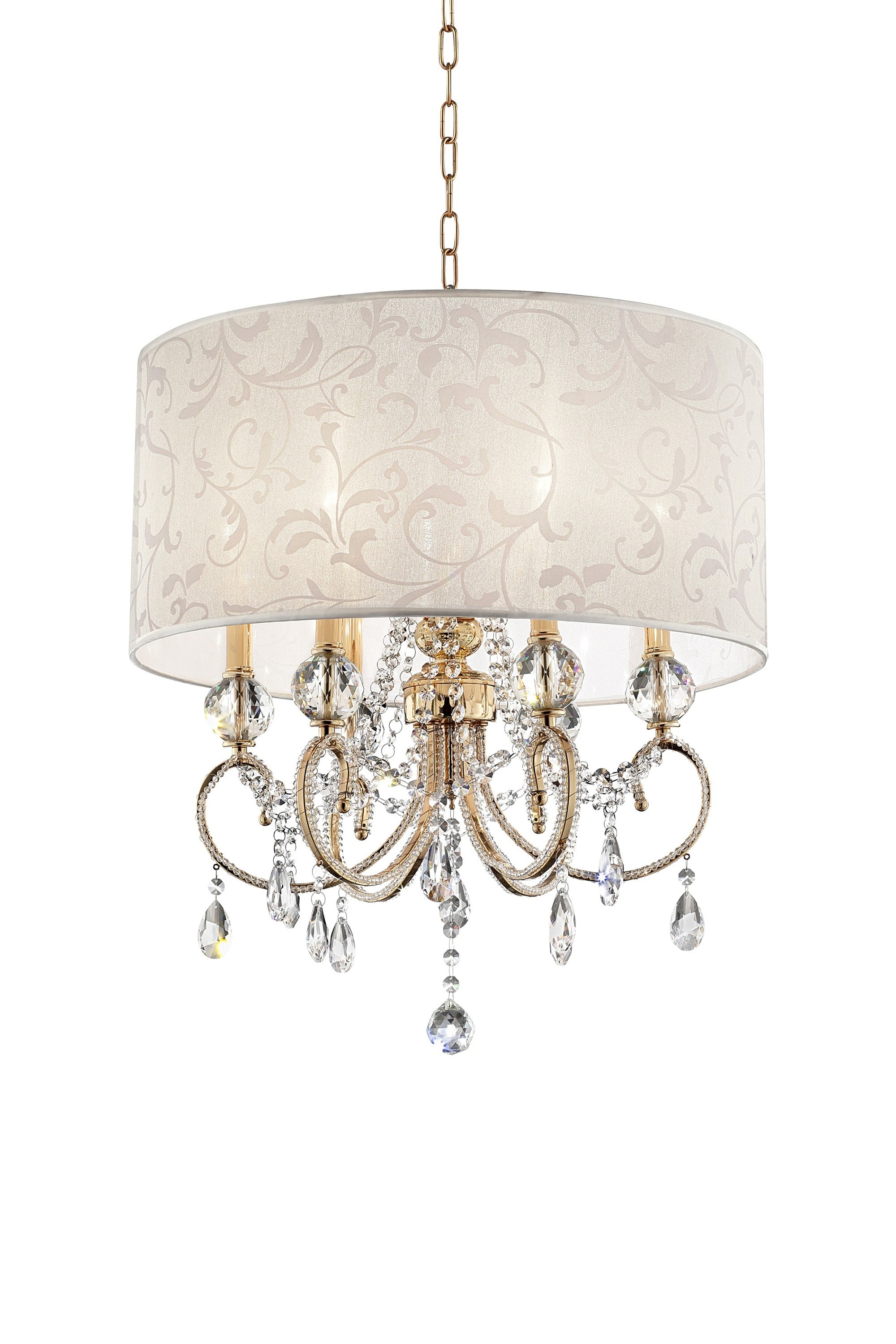 Stunning Brass Gold Finish Ceiling Lamp with Crystal Accents-Chandeliers-DECOROLALA