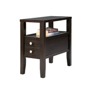 24" Brown End Table With Two Drawers-End-Side Tables-DECOROLALA
