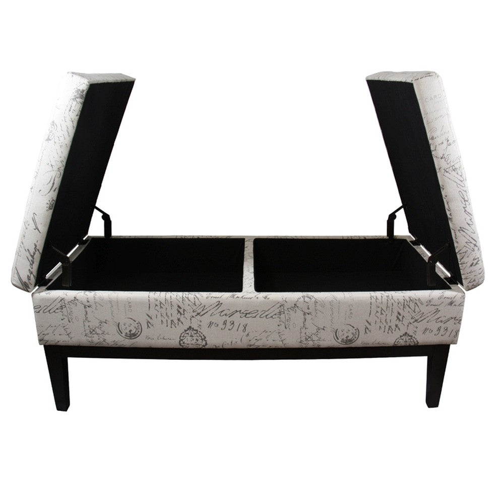 Black and White Vintage Postcard Print Dual Lift Storage Bench-Benches-DECOROLALA