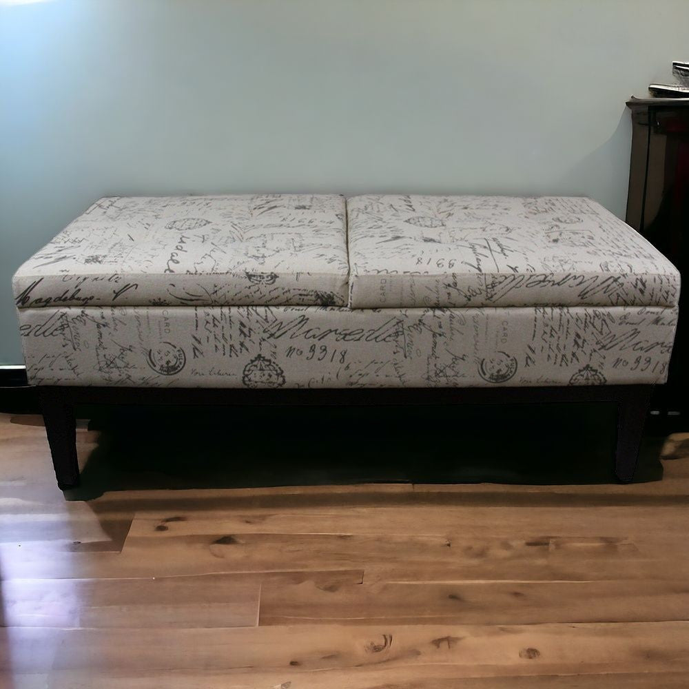 Black and White Vintage Postcard Print Dual Lift Storage Bench-Benches-DECOROLALA