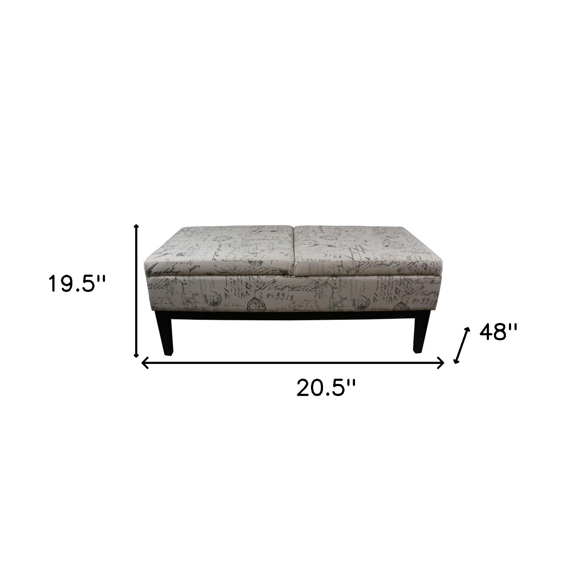 Black and White Vintage Postcard Print Dual Lift Storage Bench-Benches-DECOROLALA