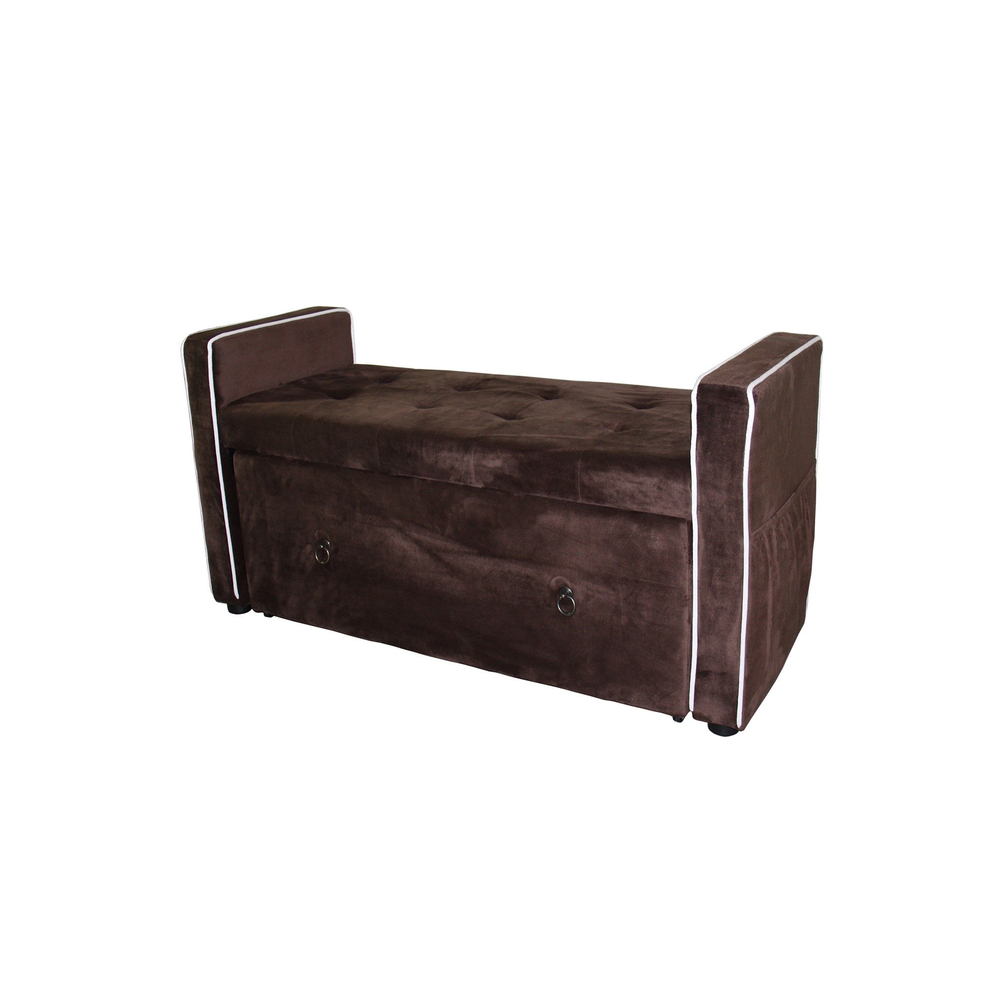 Brown Suede Shoe Storage Bench with Drawer-Benches-DECOROLALA