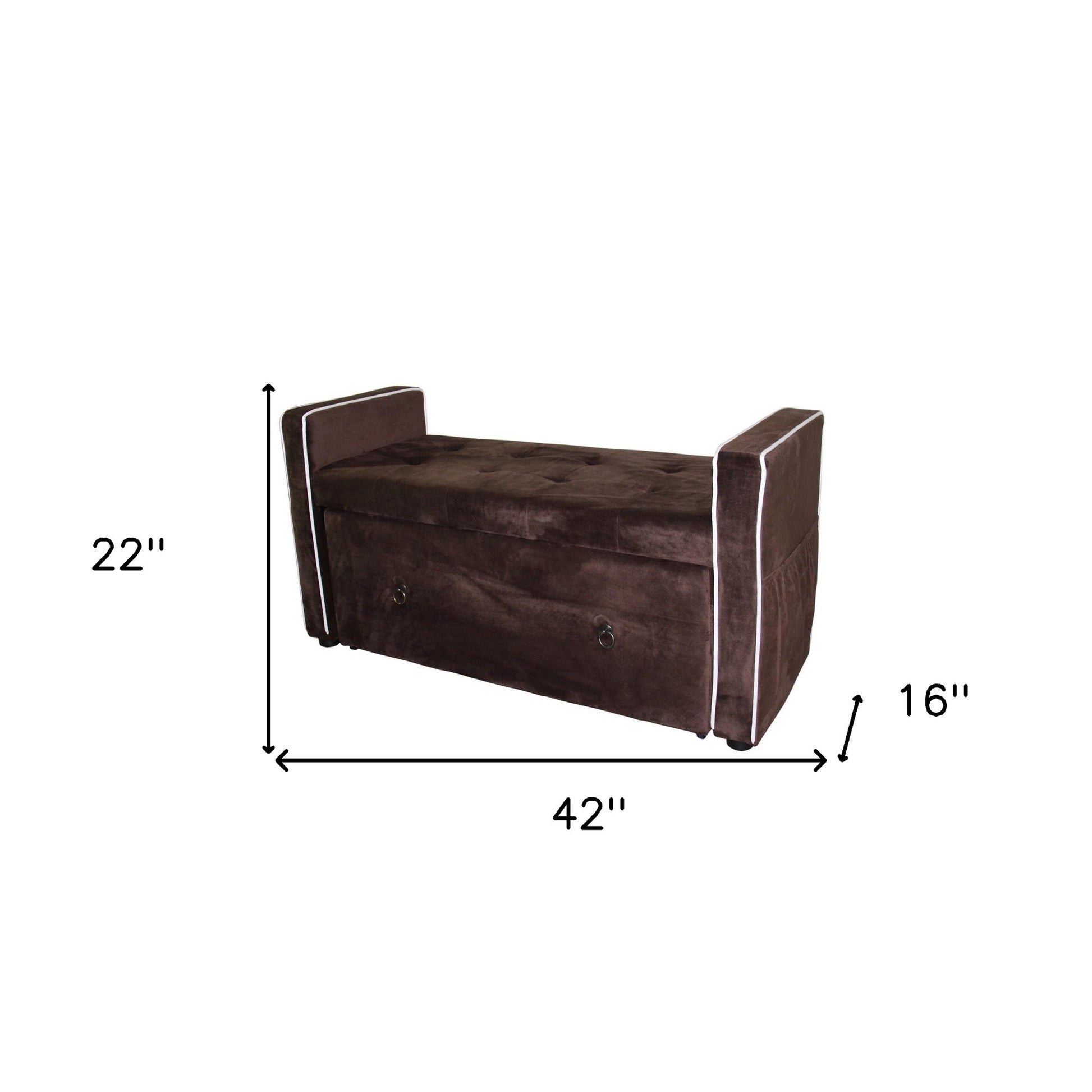 Brown Suede Shoe Storage Bench with Drawer-Benches-DECOROLALA