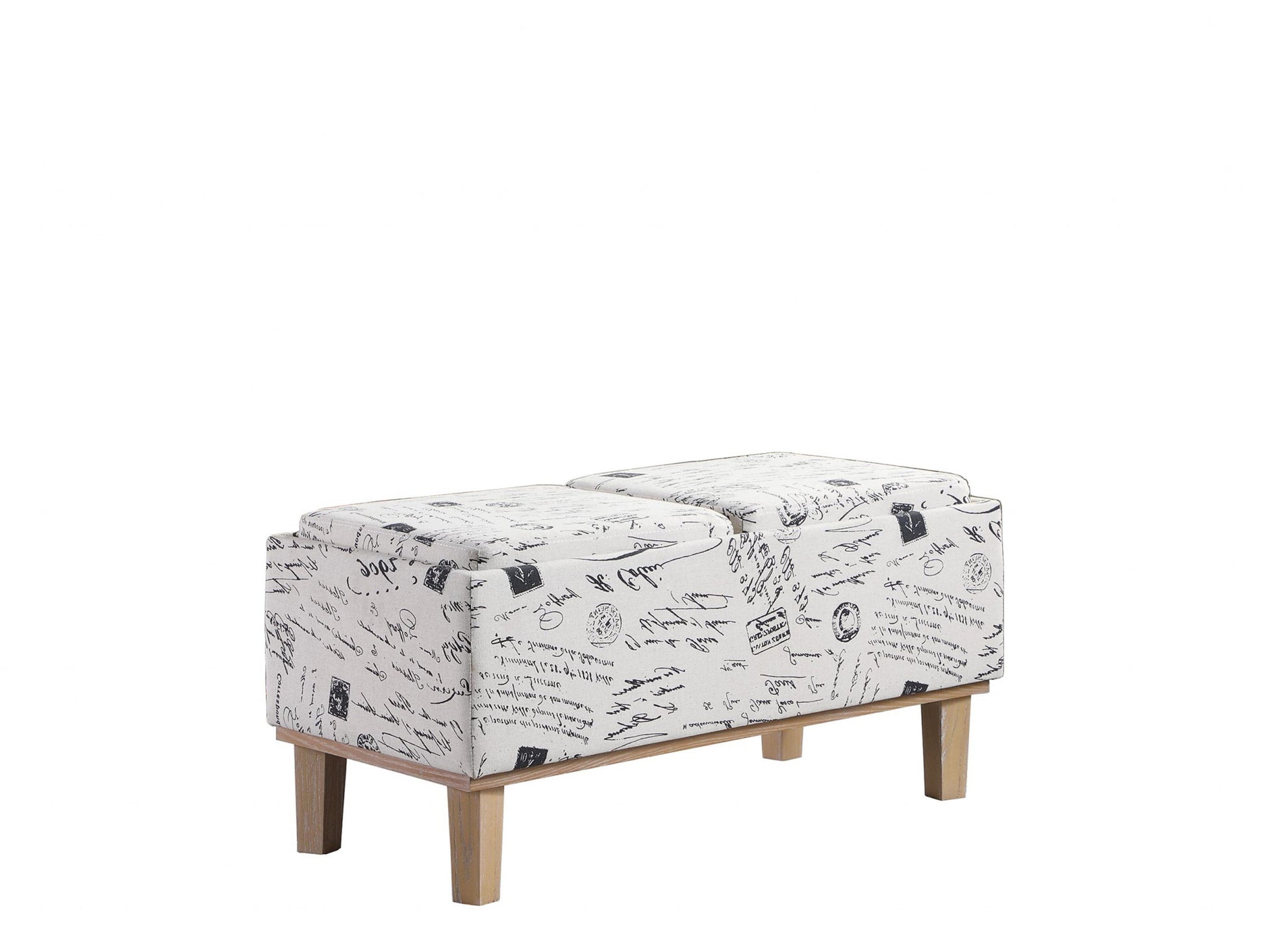 17" Black and White and Natural Upholstered Polyester Bench with Flip top-Benches-DECOROLALA