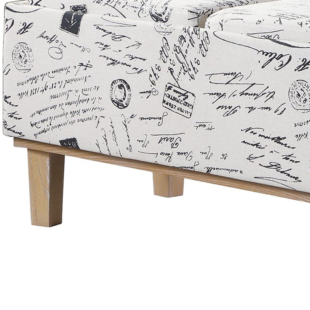 17" Black and White and Natural Upholstered Polyester Bench with Flip top-Benches-DECOROLALA