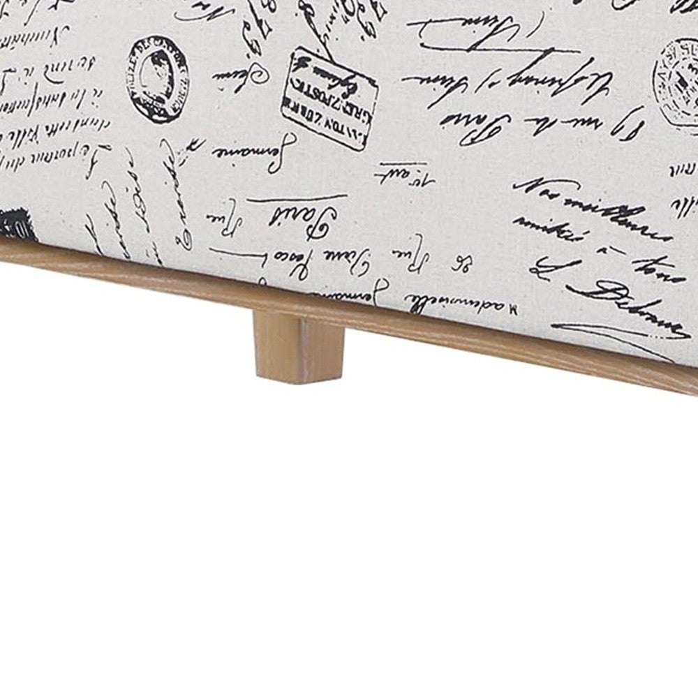 17" Black and White and Natural Upholstered Polyester Bench with Flip top-Benches-DECOROLALA