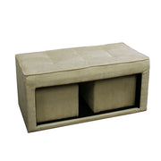 Beige Storage Bench and Ottoman Set-Benches-DECOROLALA