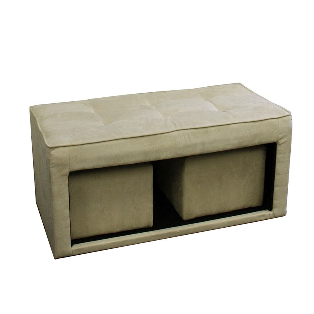 Beige Storage Bench and Ottoman Set-Benches-DECOROLALA