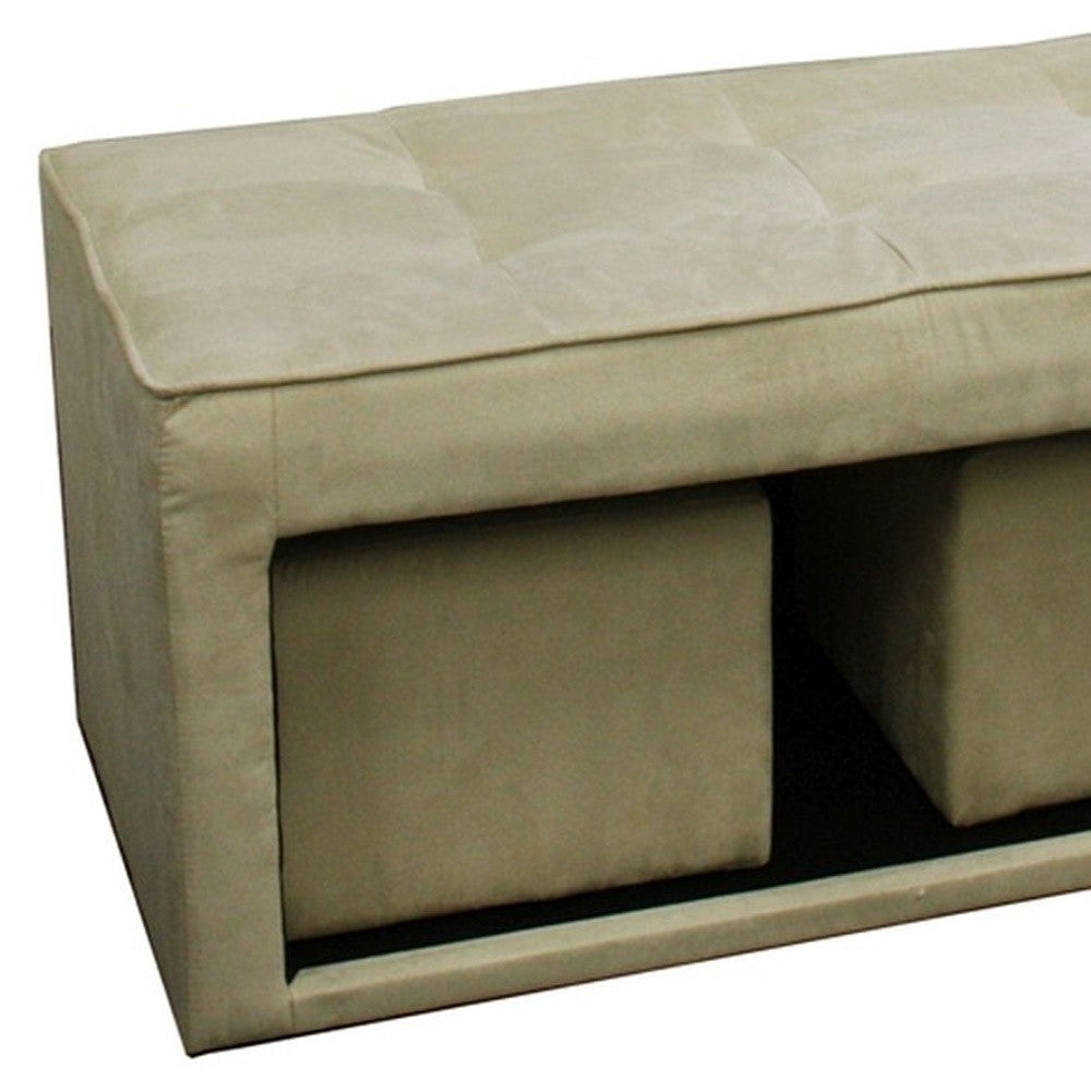 Beige Storage Bench and Ottoman Set-Benches-DECOROLALA