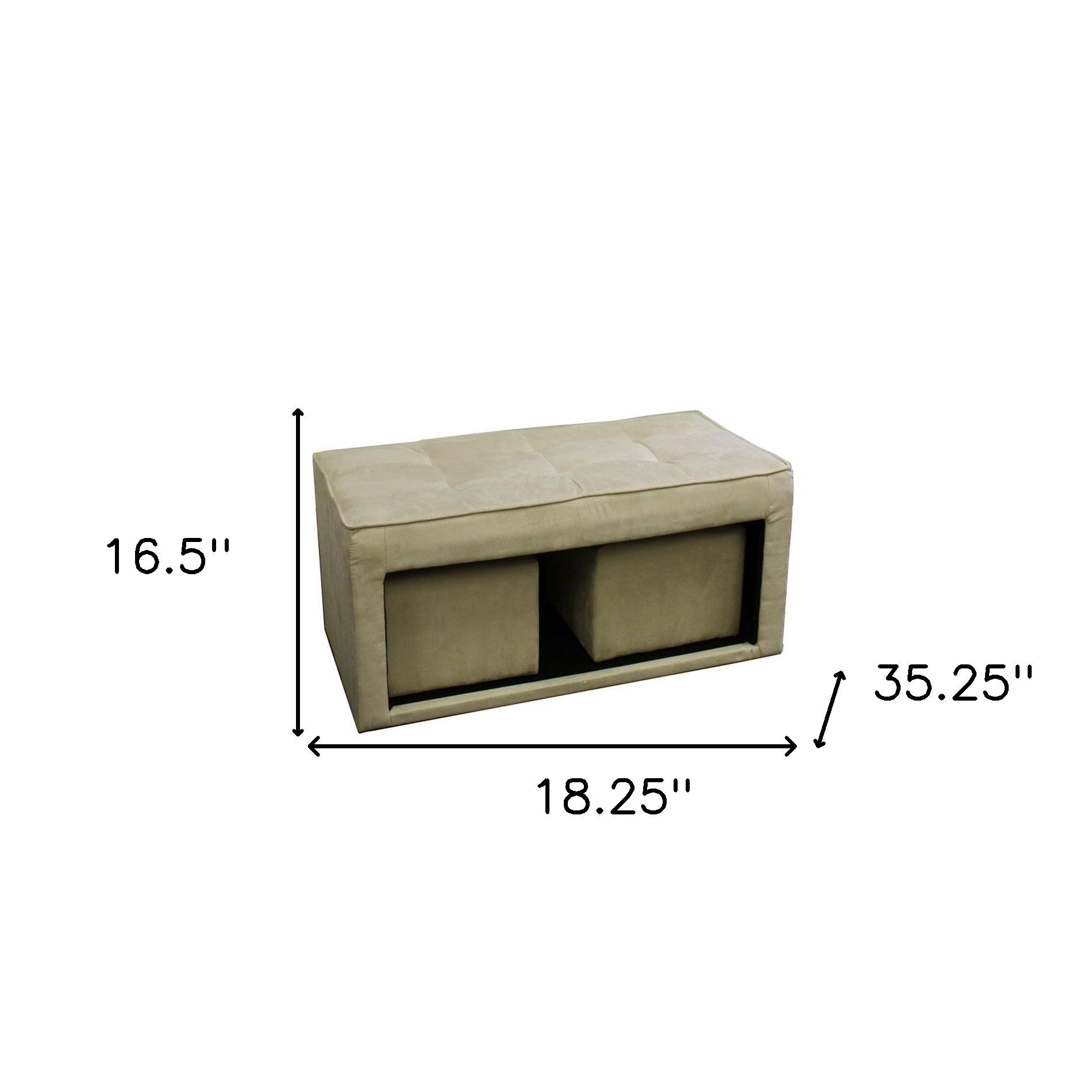 Beige Storage Bench and Ottoman Set-Benches-DECOROLALA