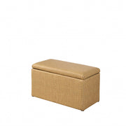 17" Yellow and Brown Upholstered Faux Leather Bench with Flip top-Benches-DECOROLALA