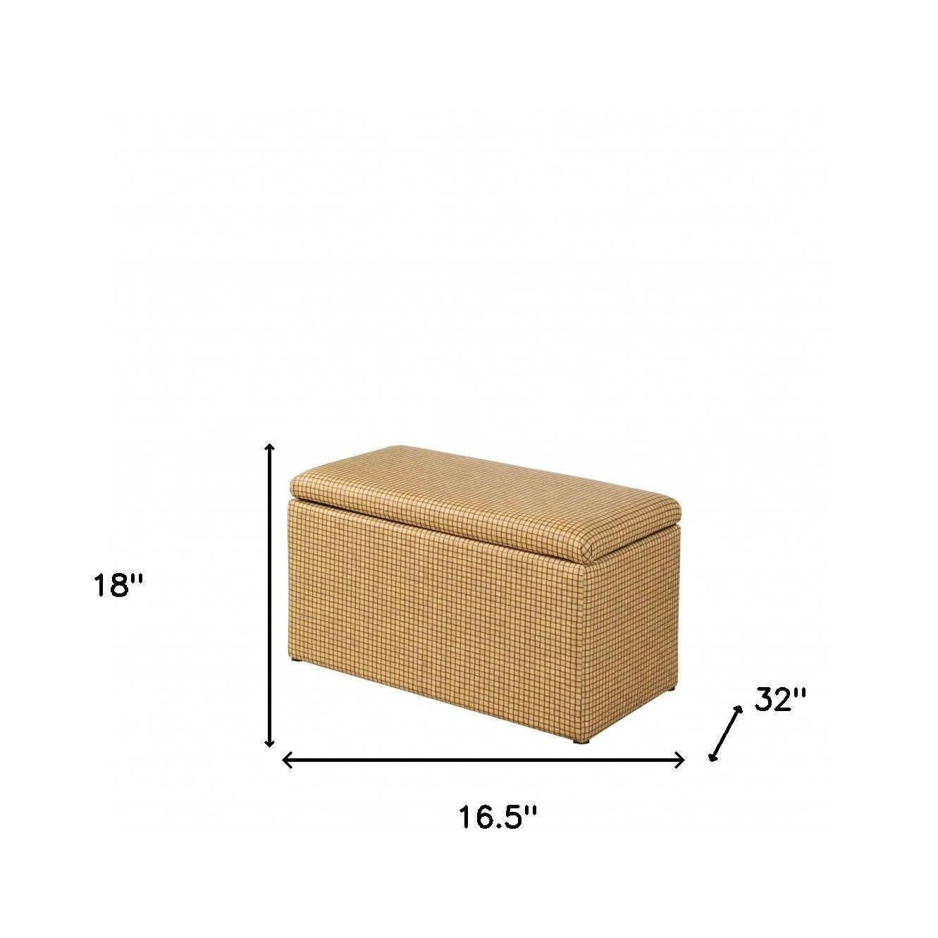 17" Yellow and Brown Upholstered Faux Leather Bench with Flip top-Benches-DECOROLALA