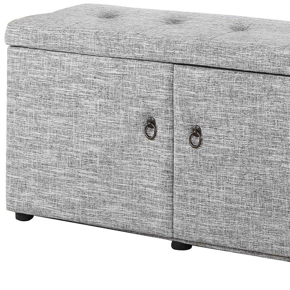 Light Gray Linen Look Double Door Shoe Storage Bench-Benches-DECOROLALA