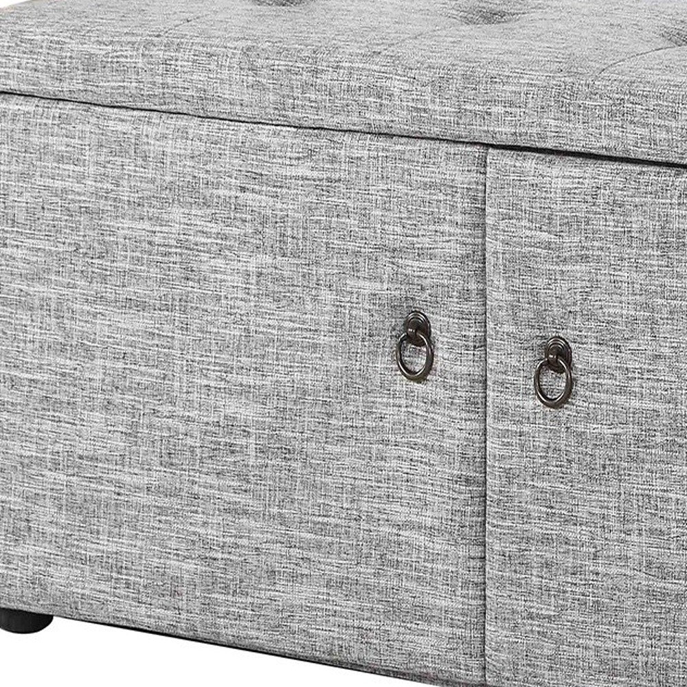 Light Gray Linen Look Double Door Shoe Storage Bench-Benches-DECOROLALA
