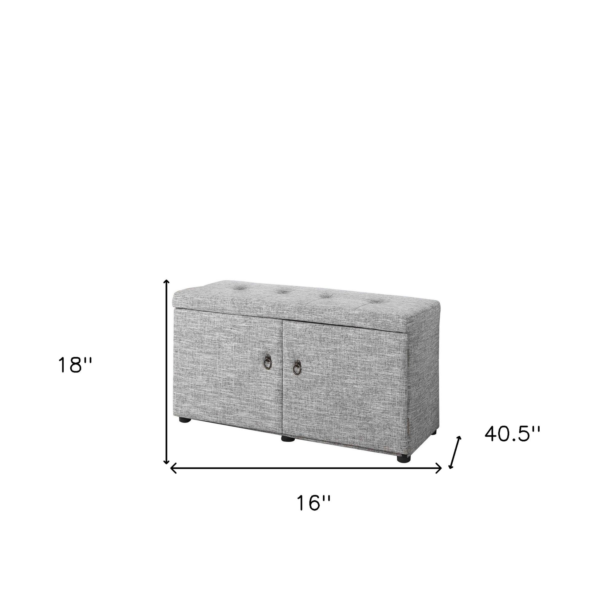 Light Gray Linen Look Double Door Shoe Storage Bench-Benches-DECOROLALA