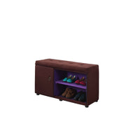 Brown and Purple Tufted Shoe Storage Bench-Benches-DECOROLALA