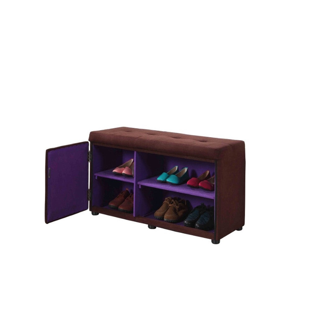 Brown and Purple Tufted Shoe Storage Bench-Benches-DECOROLALA