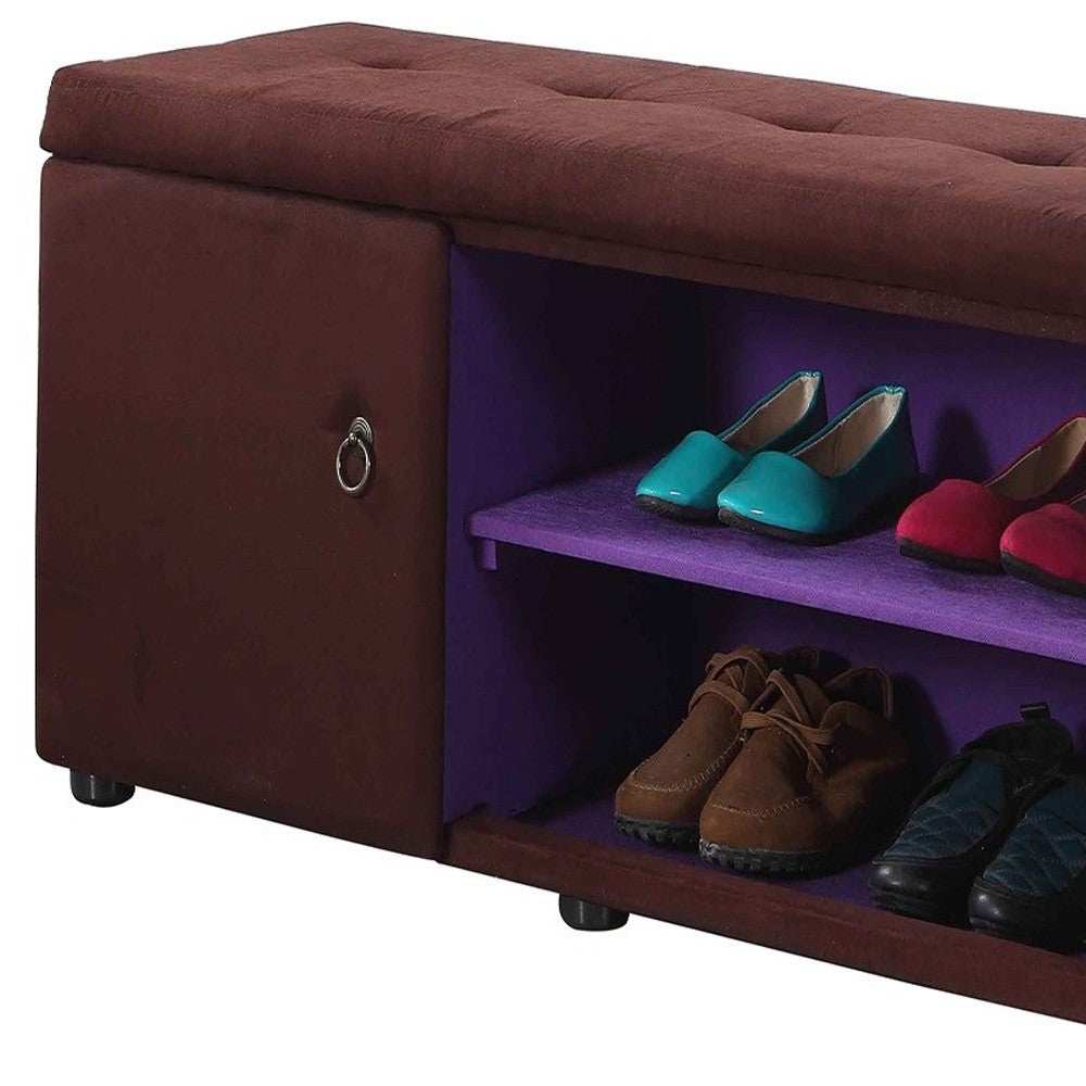 Brown and Purple Tufted Shoe Storage Bench-Benches-DECOROLALA