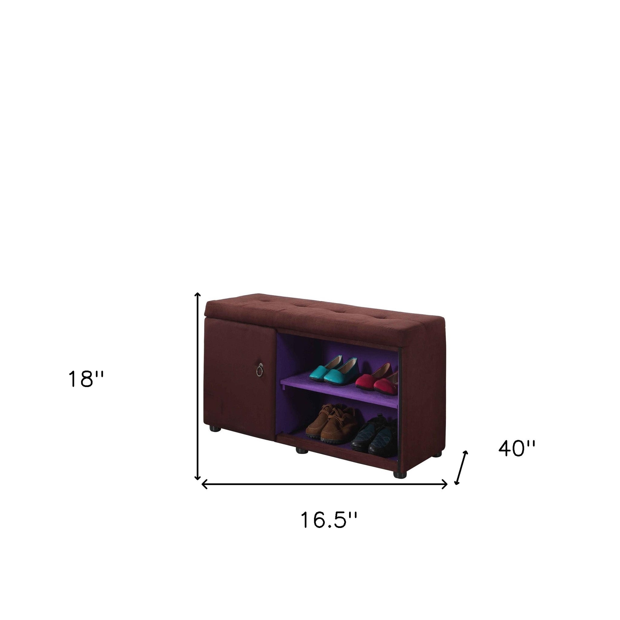 Brown and Purple Tufted Shoe Storage Bench-Benches-DECOROLALA