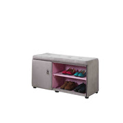 Light Gray and Pink Tufted Shoe Storage Bench-Benches-DECOROLALA