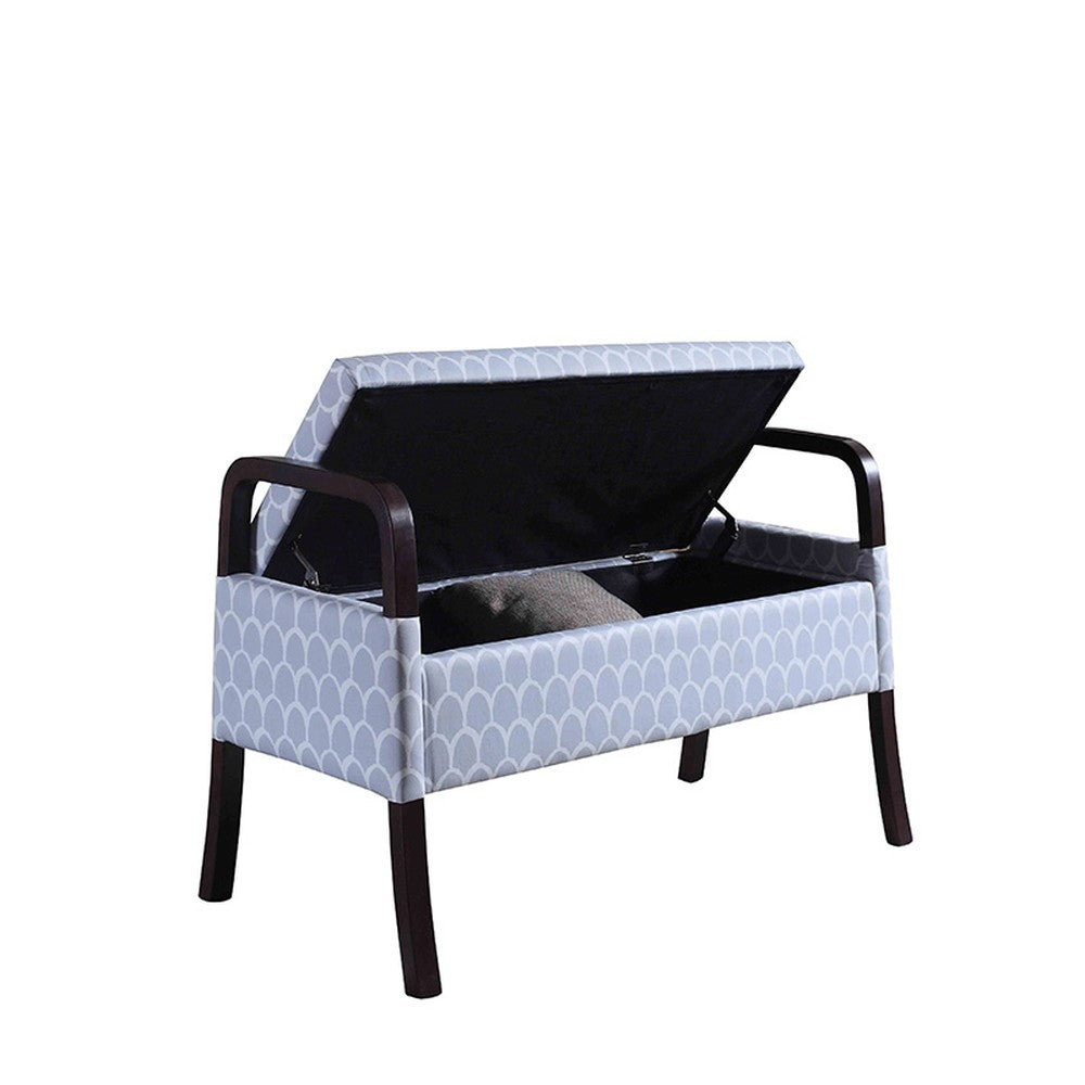 17" Black And Gray Upholstered 100% Polyester Trellis Entryway Bench With Flip Top-Benches-DECOROLALA