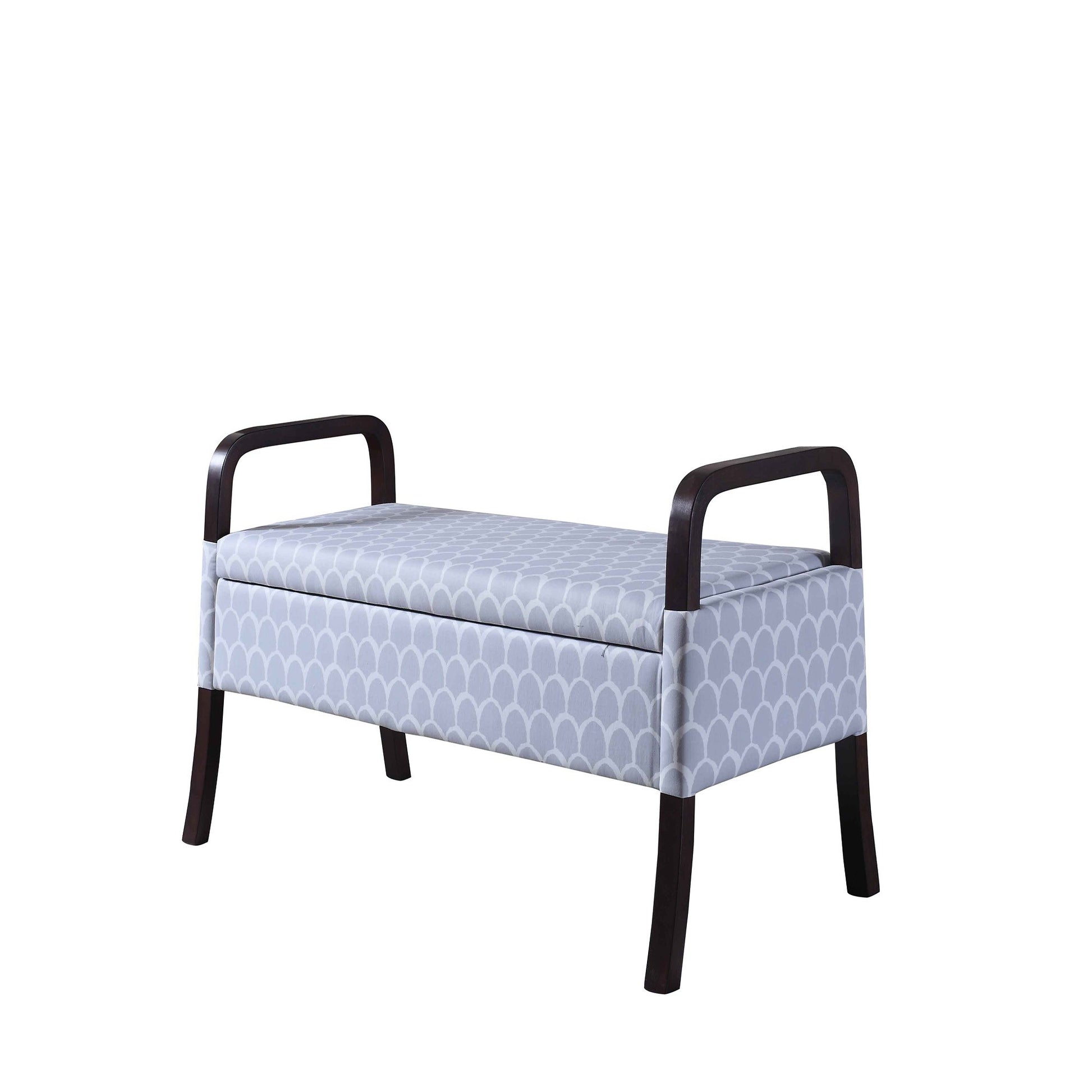 17" Black And Gray Upholstered 100% Polyester Trellis Entryway Bench With Flip Top-Benches-DECOROLALA