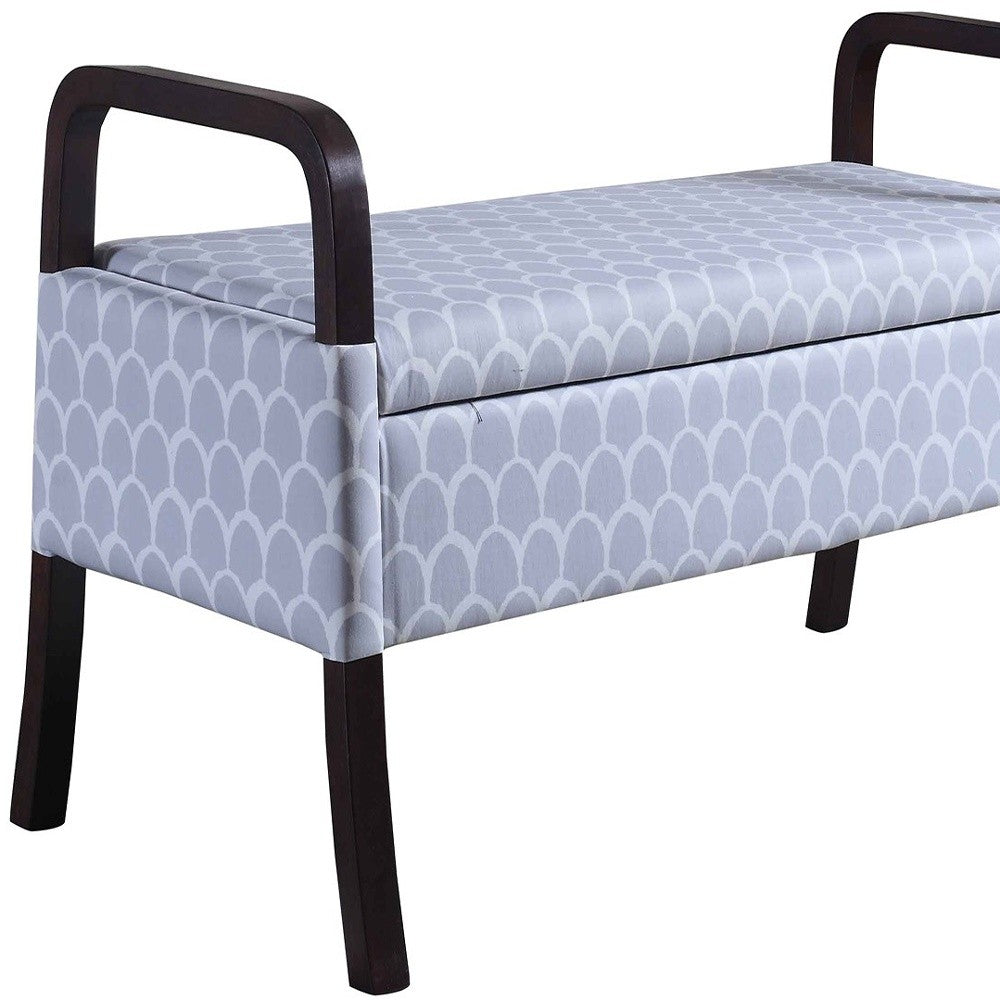 17" Black And Gray Upholstered 100% Polyester Trellis Entryway Bench With Flip Top-Benches-DECOROLALA