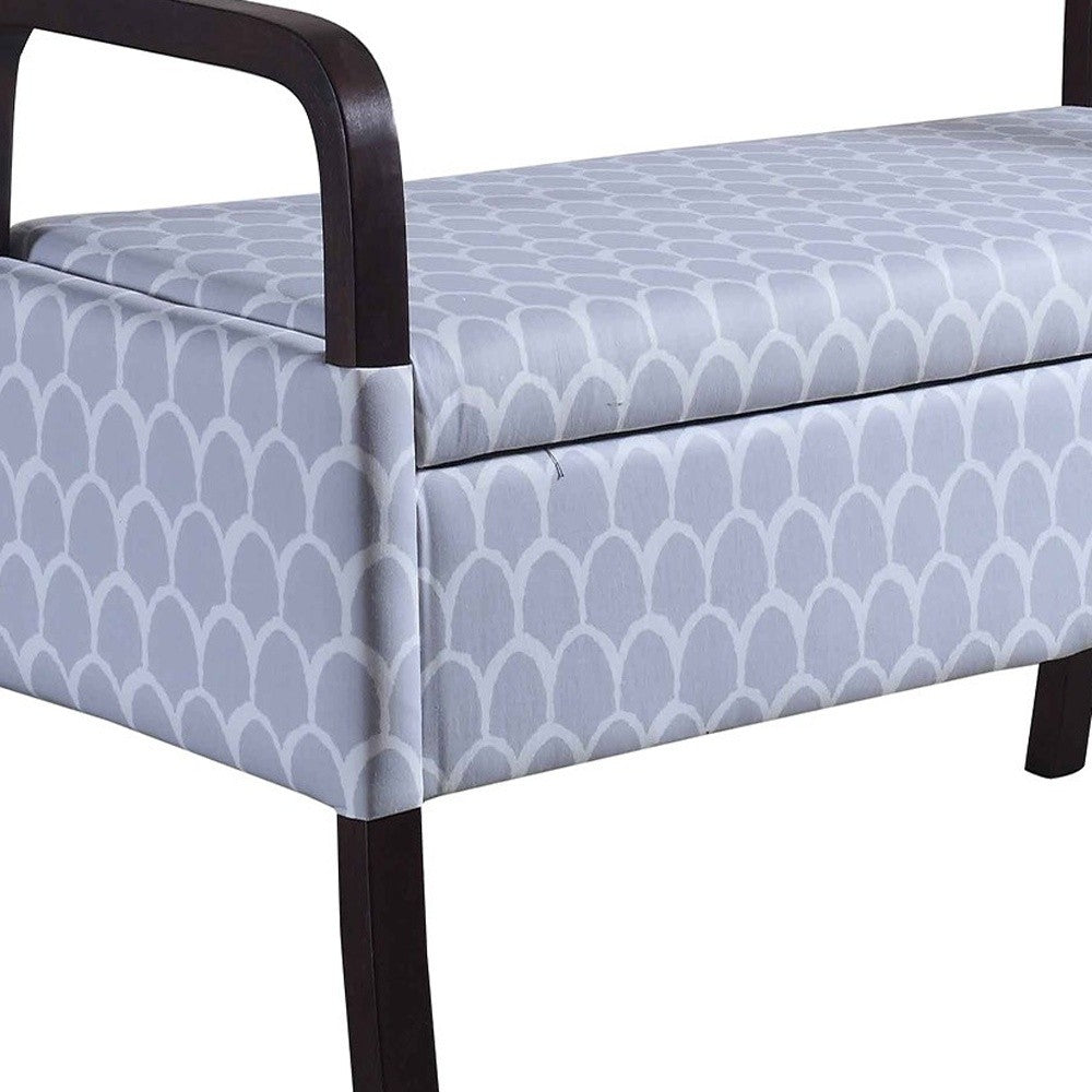 17" Black And Gray Upholstered 100% Polyester Trellis Entryway Bench With Flip Top-Benches-DECOROLALA