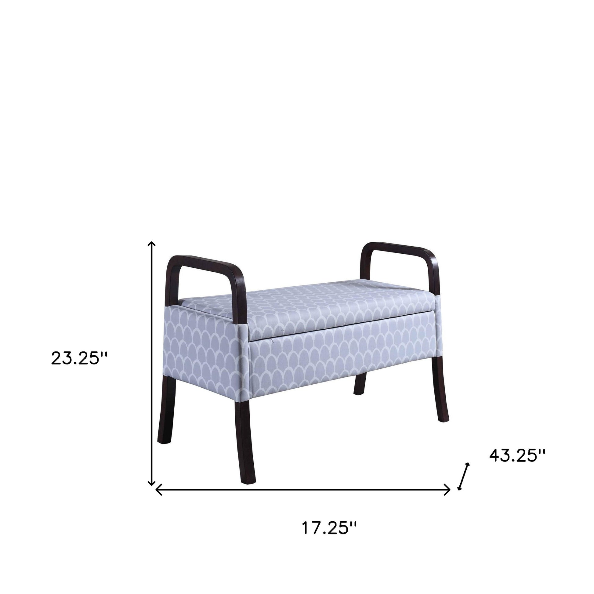 17" Black And Gray Upholstered 100% Polyester Trellis Entryway Bench With Flip Top-Benches-DECOROLALA
