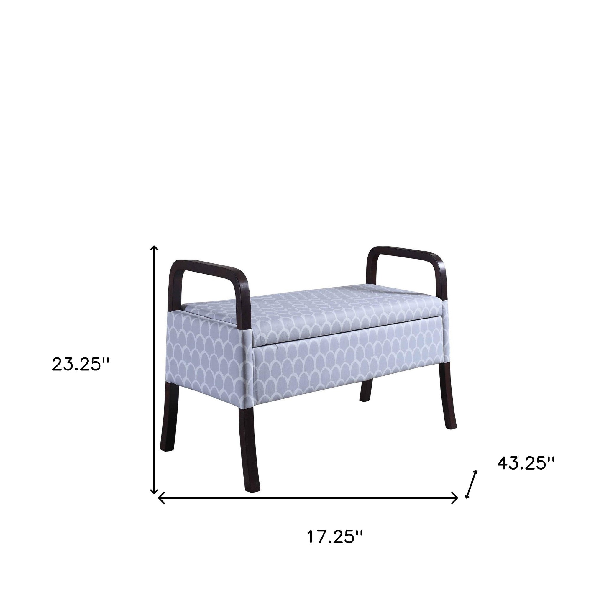 17" Black And Gray Upholstered 100% Polyester Trellis Entryway Bench With Flip Top-Benches-DECOROLALA