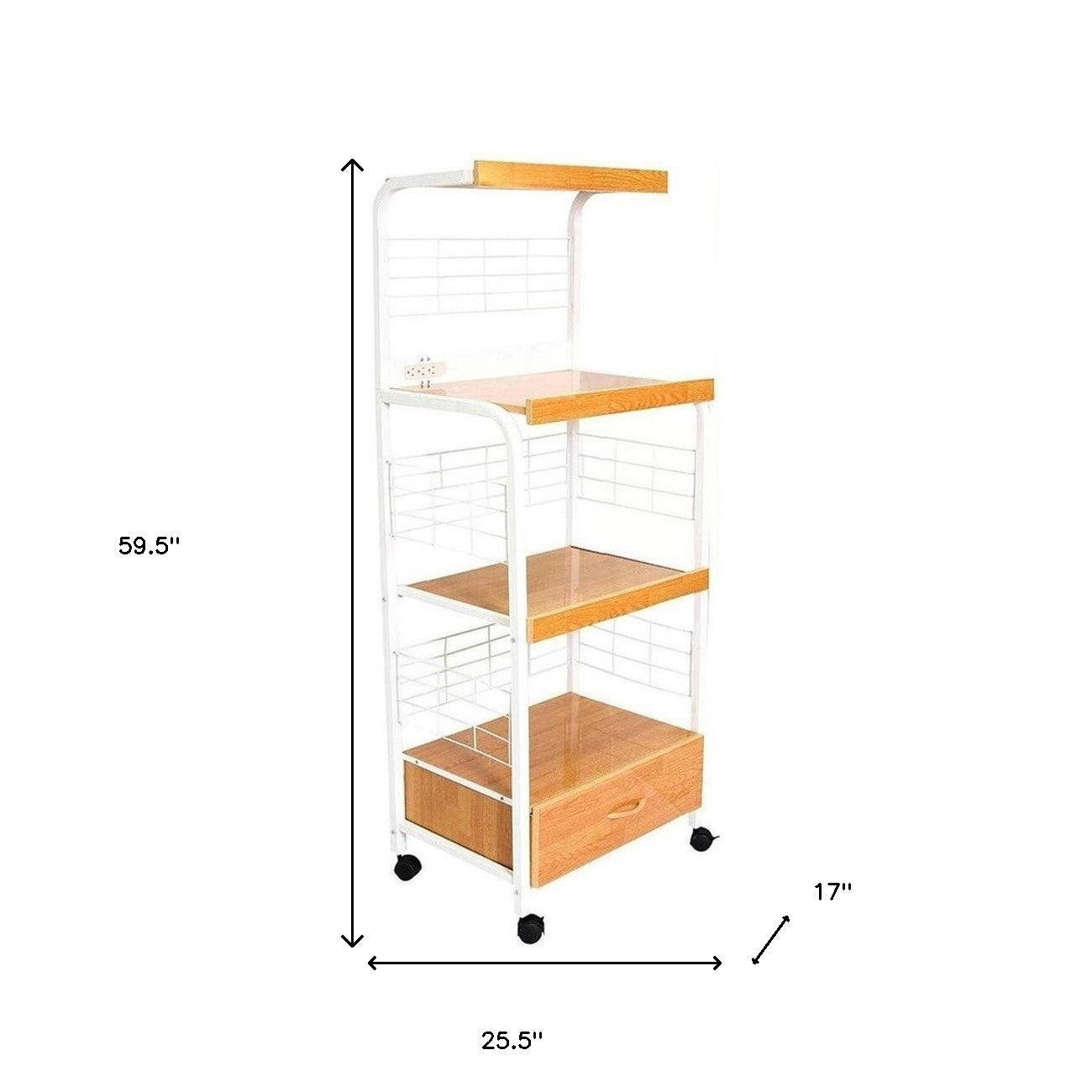 White and Natural 26" Rolling Kitchen Cart With Storage-Kitchen Carts-Islands-DECOROLALA