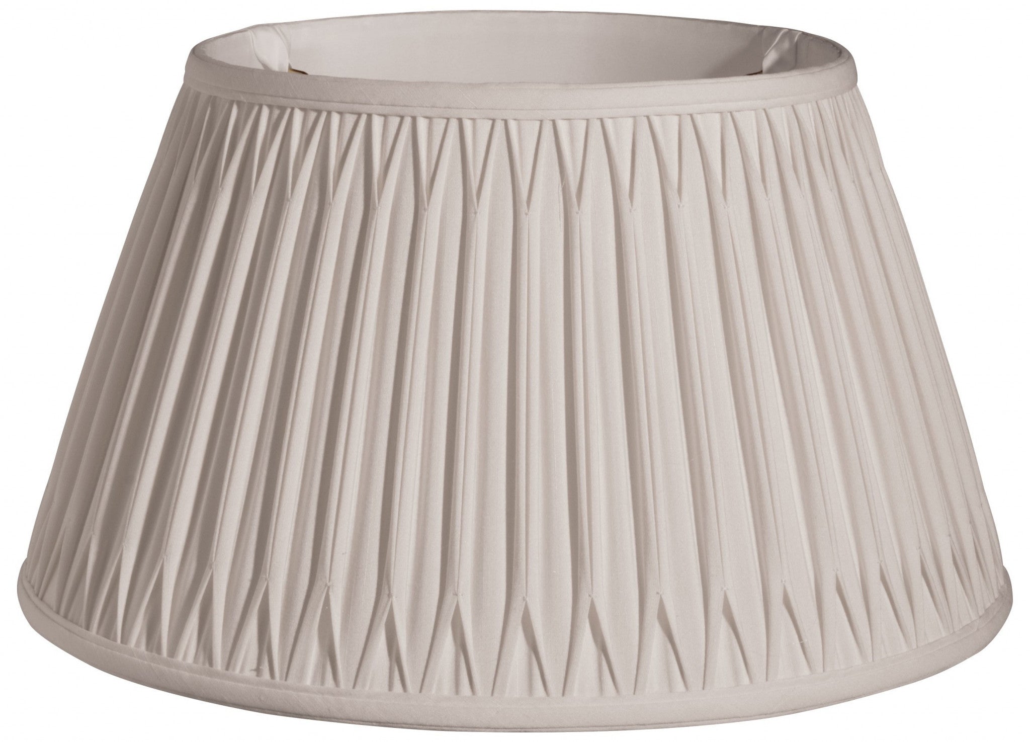 18" Cream Shallow Drum Smocked Shantung Lampshade-Lampshades-DECOROLALA
