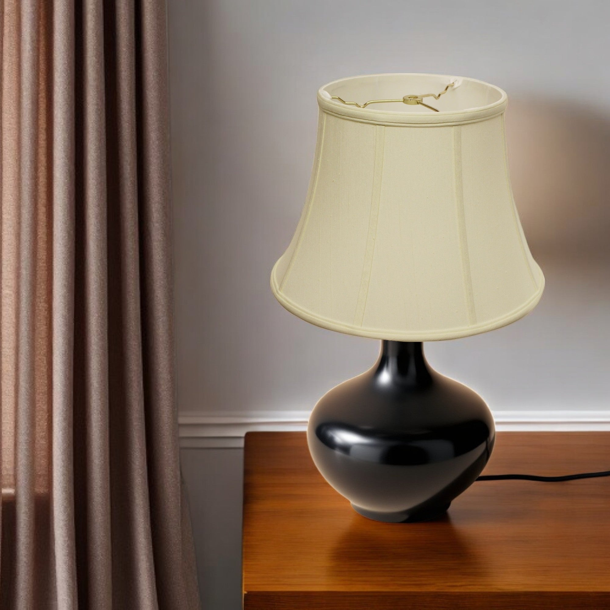 16" Ivory Altered Bell Monay Shantung Lampshade-Lampshades-DECOROLALA